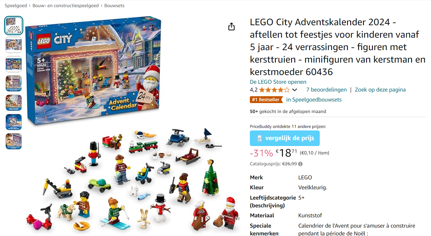 -31% Lego city adventskalender 60436 🎄🎁 Amazon 🇧🇪